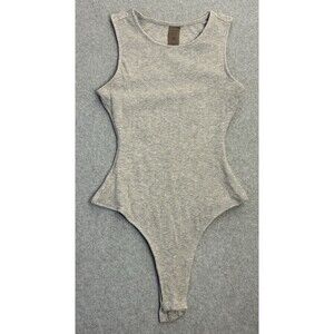 Kittenish Gray Ribbed Sleeveless Bodysuit Womens Size M